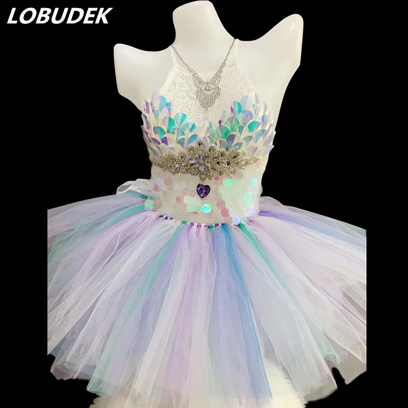 Kleurrijke Pailletten Steentjes Bra Tutu Rok Vrouwen Set Festival Party Prestaties Dans Outfits Nachtclub Bar DJ Stage Kostuum Kleurrijke Pailletten Steentjes Bra Tutu Rok Vrouwen Set Festival Party Prestaties Dans Outfits Nachtclub Bar DJ Stage Kostuum