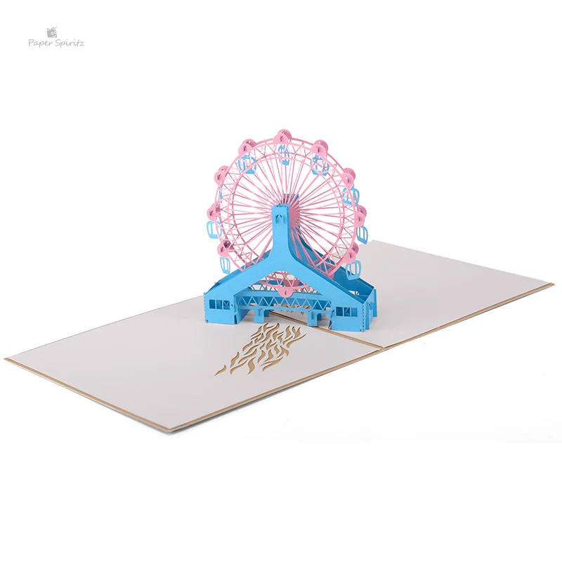  PAPER SPIRITZ ferris wheel laser 3D paper pop up card with blank envelope invitations greeting card - 32896713202