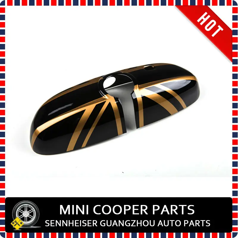 Последние mini cooper Gold Jack Стиль ABS Материал УФ-защитой внутреннее зеркало Крышка для mini cooper F56(1 шт./компл