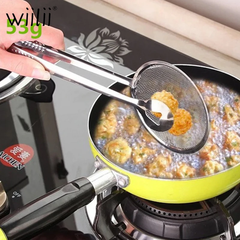 

Creative Filter Spoon With Clip Multi-functional Stainless Steel Colander Oil-Frying Filter Fried Food Chicken Drumsticks