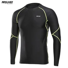 ARSUXEO, Мужская зимняя компрессионная рубашка, теплые флисовые рубашки для спортзала, спортивная одежда с длинным рукавом, колготки для бега, рубашка для тренировки, сухая, подходит для занятий спортом, U81S
