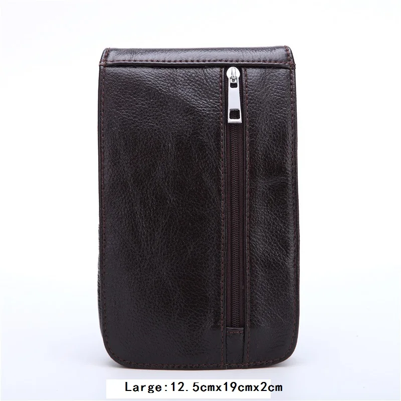 Мужская поясная сумка, натуральная кожаная поясная сумка, сумка-пояс, чехол для мобильного телефона, сумка-монетница, кофе# M8122 - Цвет: large size