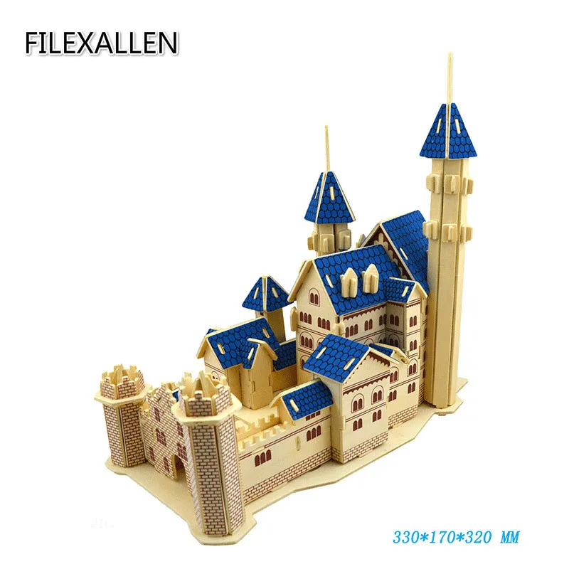 Церковь замок модель здания головоломки 3D деревянные головоломки DIY модель образования Игрушечные лошадки головоломки для взрослых детей