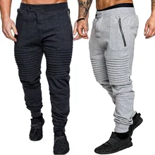 Для мужчин шнурок Штаны Одноцветный, в полосочку со складками для бега впитывает пот и Штаны Мягкий хлопок длинные брюки спортивные Повседневное карман на молнии Штаны