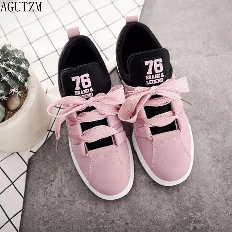 AGUTZM/Большие размеры 35-40; сезон весна-осень; женские кроссовки из натуральной кожи; цвет розовый; модная женская обувь на платформе со шнуровкой; V450