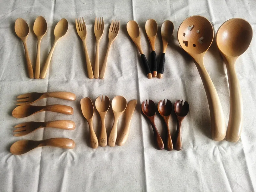 special wood dinnerware sets mug plate spoon fork soup ladle child