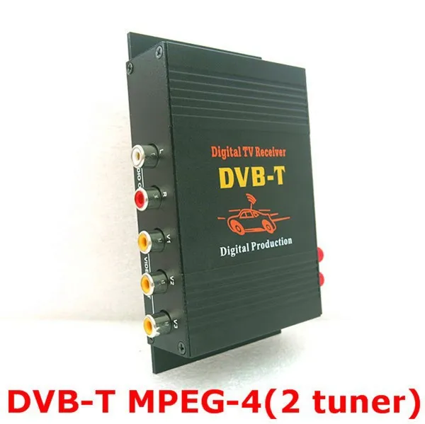 2 тюнера внешний мобильный DVB-T MPEG-4 Авто DVBT MPEG4 цифровой ТВ приемник коробка с пультом дистанционного управления для автомобиля DVD gps плеер