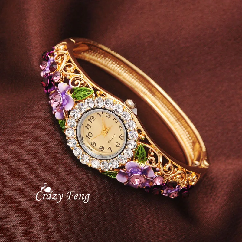 

Free Shipping 18K Gold Plated Women Fashion Watch Quartz Wristwatch Crystal Round Dial Dress Watches Ladies Casual 5 Colors