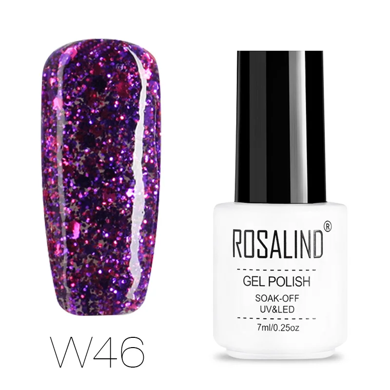 ROSALIND Гель-лак 7 мл Алмазная серия уф-Гель-лак для ногтей цветной для маникюра стойкий Блестящий Гель-лак для ногтей - Цвет: RCW46