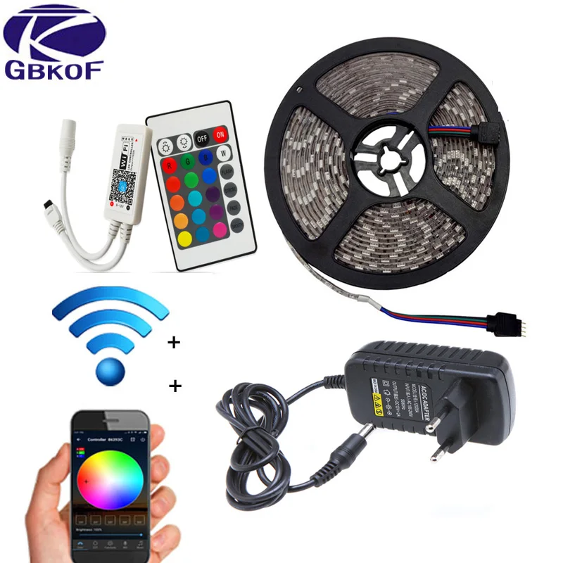 WIFI RGB СВЕТОДИОДНАЯ лента SMD 5050 15 м 20 DC12V водонепроницаемый ленточный диод 5 10