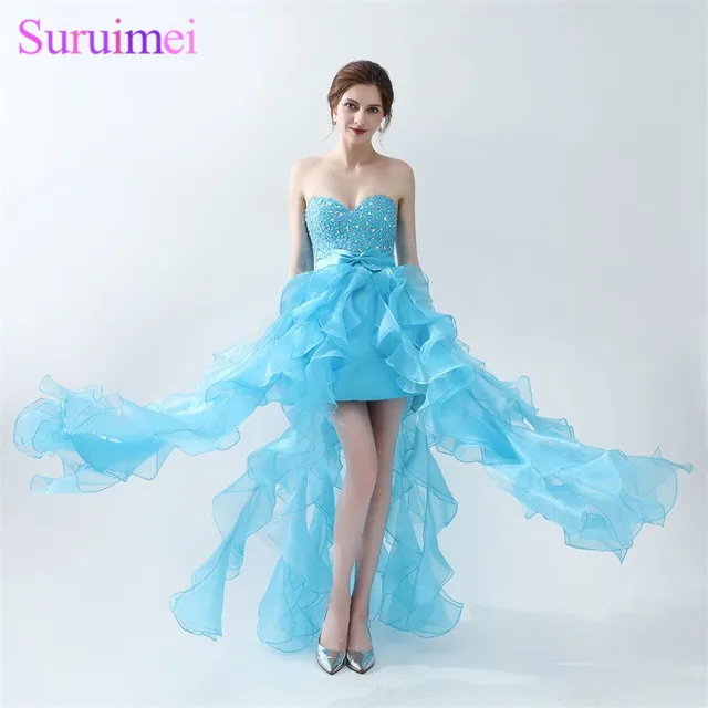 Blue Prom Dress with Bow On the Back