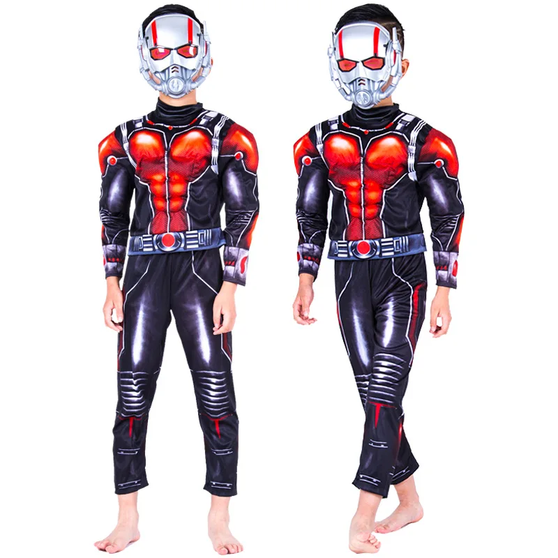 

Superhero Ant-Man Muscle Costume for Boy Child Halloween Party Ant-Man Jumpsuits with Mask Cosplay Costume for Kid