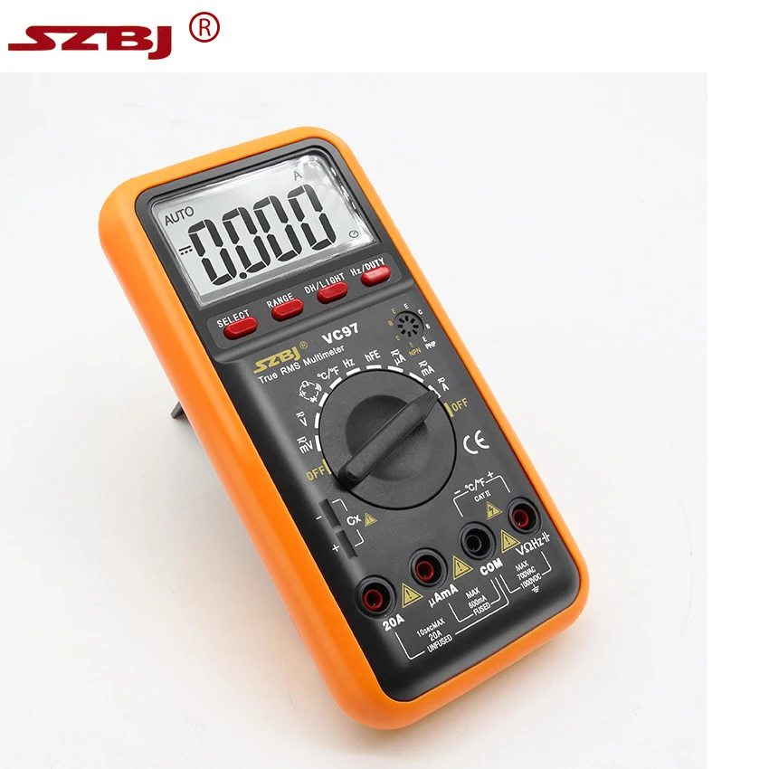 

SZBJ VC97 3 3/4 Digital Multimeter Professional True RMS Auto Range voltage Resistance Capacitance Frequency Temperature Tester