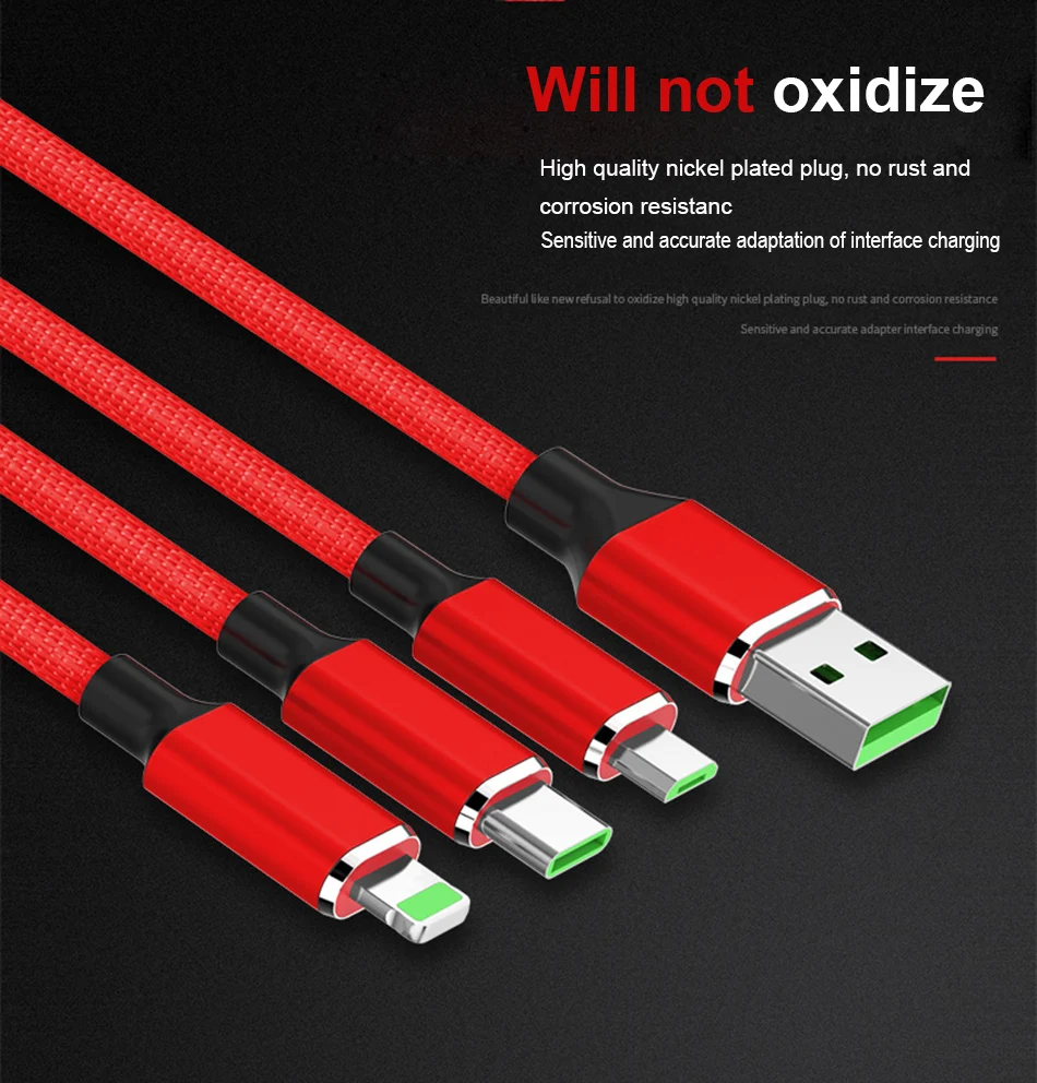 NOHON Lighting Micro USB Type-C 3 in 1 Data Cable For iPhone 7 8 Plus X IOS Samsung Xiaomi LG Phone Fast Charging Cables 1 (4)