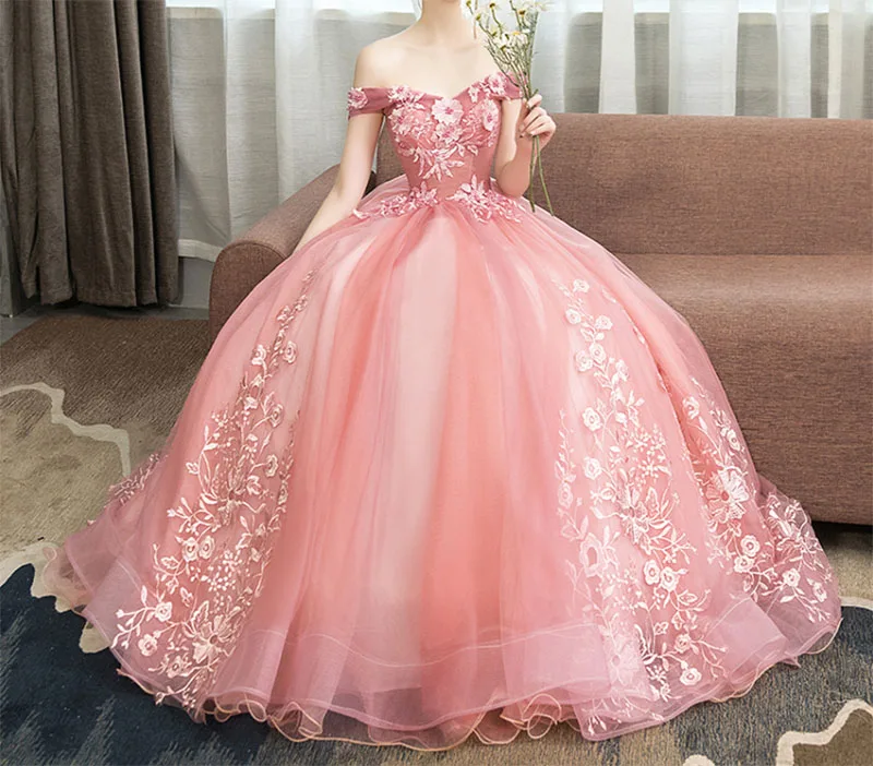 New Off The Shoulder Dress Sweet 16 Quinceanera Dresses Ball Gown Long Prom Dress Lace Appliques G0126