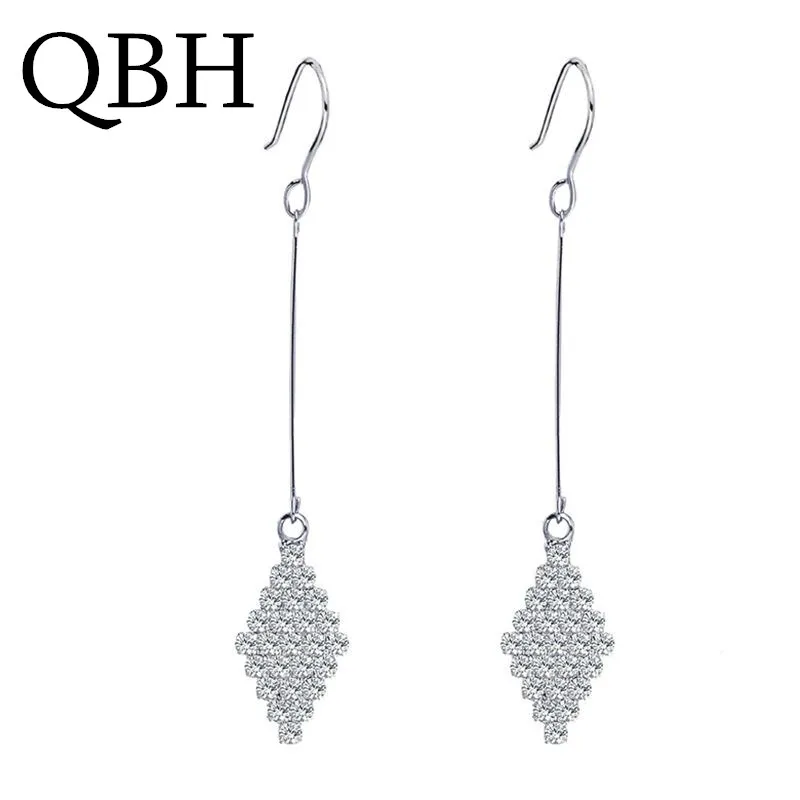 

EK710 New Fashion Sweet Glittery Shining Geometric Big Rhombus Drop Earring For Women Jewelry Long Tassel OL Boucles D'oreille