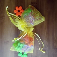 500 шт. 11*16 см желтый мешочек из органзы Ювелирная упаковка Дисплей сумки шнурок мешок для браслет/ожерелье мини Пряжа сумка