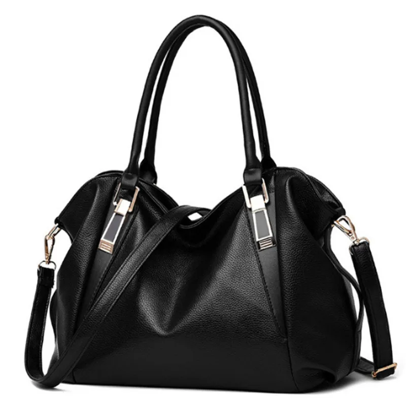 

Soft PU Leather Women Handbag Solid Female Shoulder Bag Girls Messenger Big bag Casual Women Bag Black
