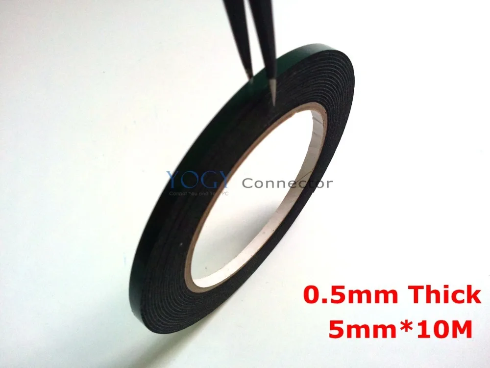 

5mm*10M*0.5mm Black 2 Sided Sticky Sponge Foam Tape Gasket for Cellphone Repair Auto Panel Sealing dust proof