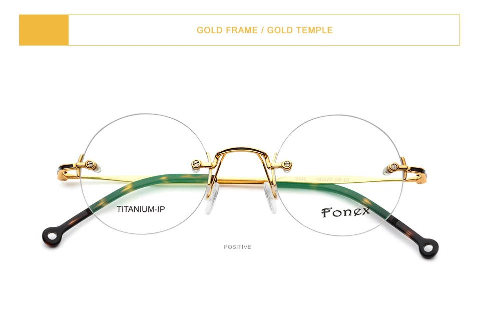 FONEX чистый титан без оправы оптические очки для мужчин Винтаж Круглый рецепт женщин Близорукость оправы 9141