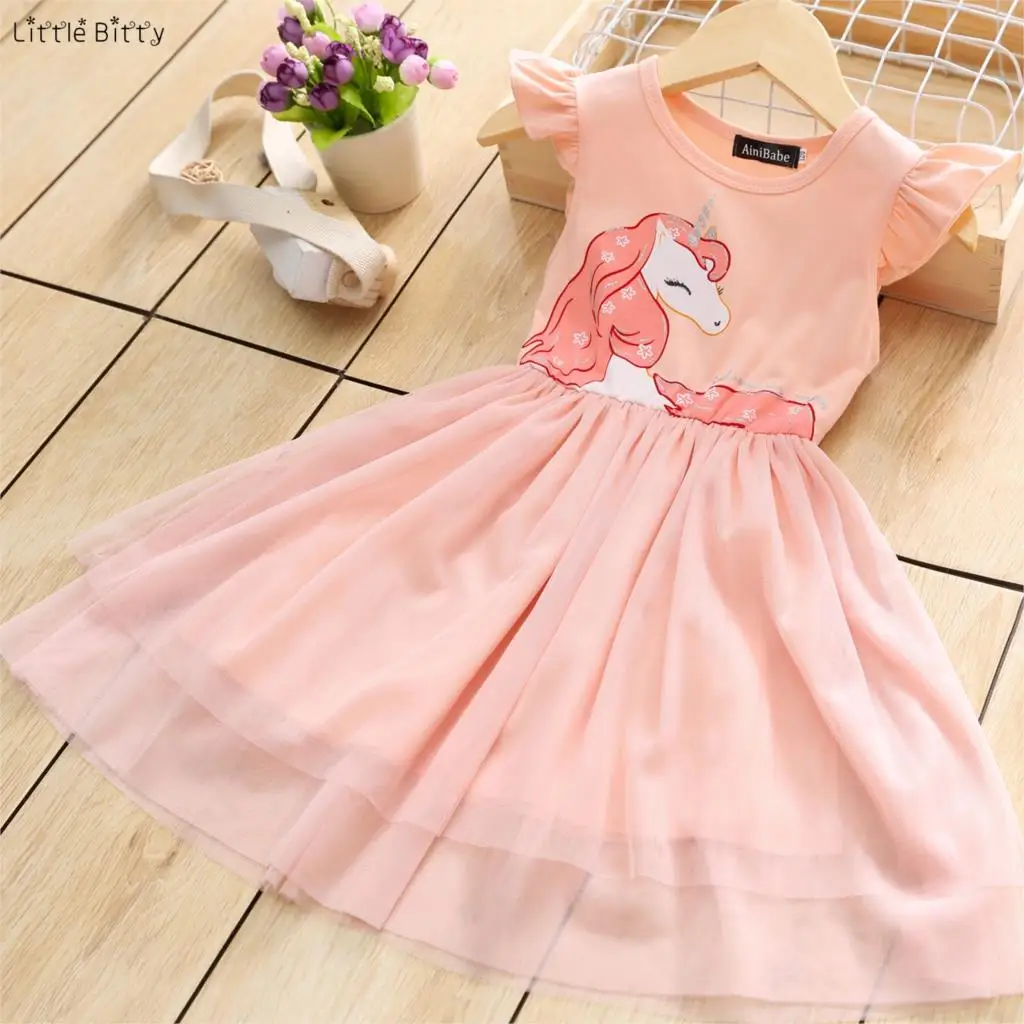 

2019 Summer Baby Girls Dresses Kids Pink Unicorn Party Dress Baby Girl Clothes Roupa Infantil Maternity Dresses
