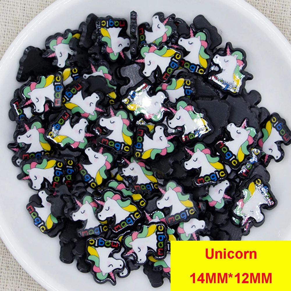 

100pcs Small Size Cartoon Unicorn Head Flatback Planar Resin Cabochon Hair Bow Center Accessories DIY Craft Embellishments AE42