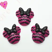 Минни Маус черная Роза Красочный зигзагообразный профиль полоса Плоская Задняя отделка 50 шт/партия 27*29 мм