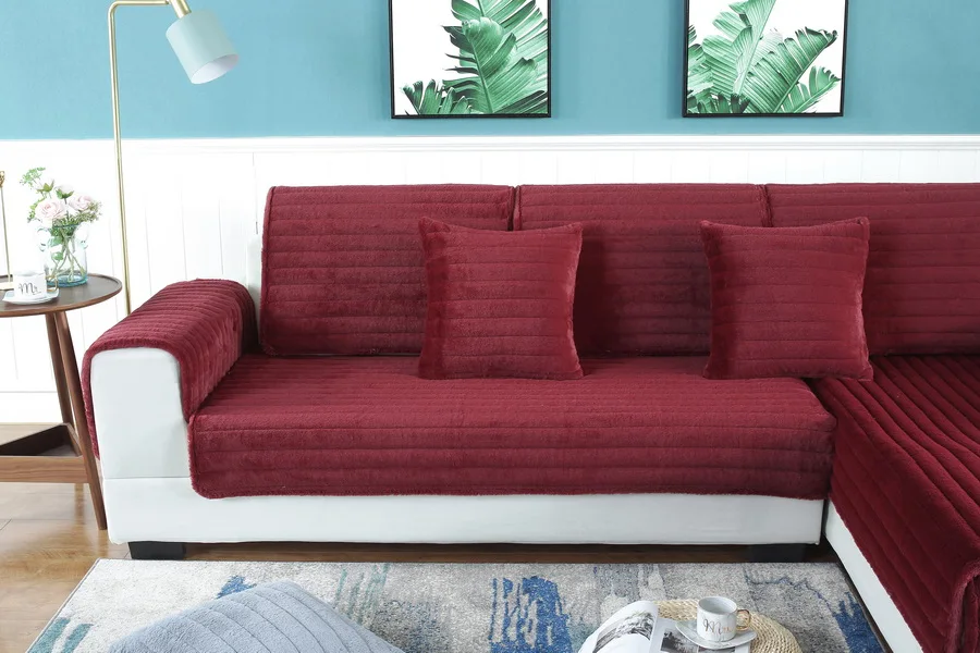 Теплый чехол для дивана из кроличьего меха, однотонный плюшевый чехол для дивана, стойкий чехол для дивана, диванное полотенце для гостиной, l-образный Диванный Декор
