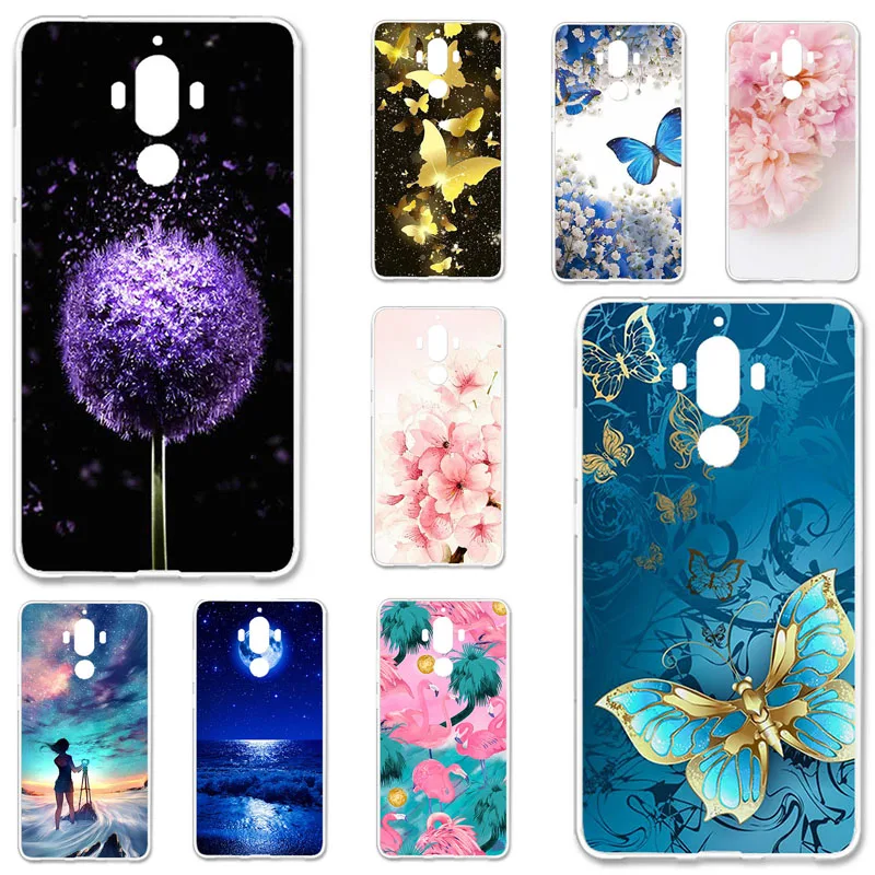 

TPU Cases For Huawei Mate 9 Mate9 Case Silicone Floral Painted Bumper For Huawei Mate9 MHA-L29 LON-L29 5.9 inch Phone Cover