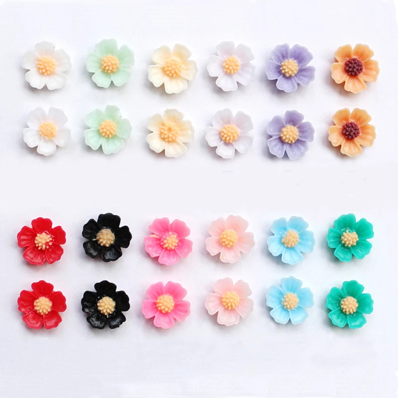 

3d Nail Arts Flowers Resin 2017 Popular Daisy Nail Jewelry New Arrive 8mm 500pcs NP243