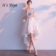 It's YiiYa Prom Dress Shning Sequins Boat Neck Short Party Dresses Little Tassel Design High Low Length Formal Gowns E025