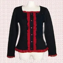 Лолита Красной площади Кружево украшения черный хлопковая блуза
