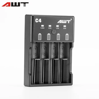 

AWT C4 18650 Battery Charger 4 Slots 2A Intelligent Charger for Battery 26650 18350 20700 21700 14500 18500 16340 Charger T032