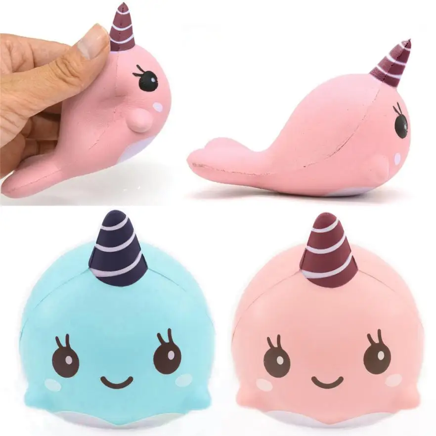 2017 Hot Decompression toys 9CM Soft Whale Cartoon Squishy Slow Rising Squeeze Toy Phone Straps ...