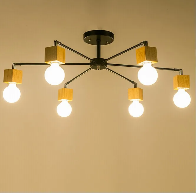 LED E27 деревянные потолочные светильники для гостиной спальни детской комнаты