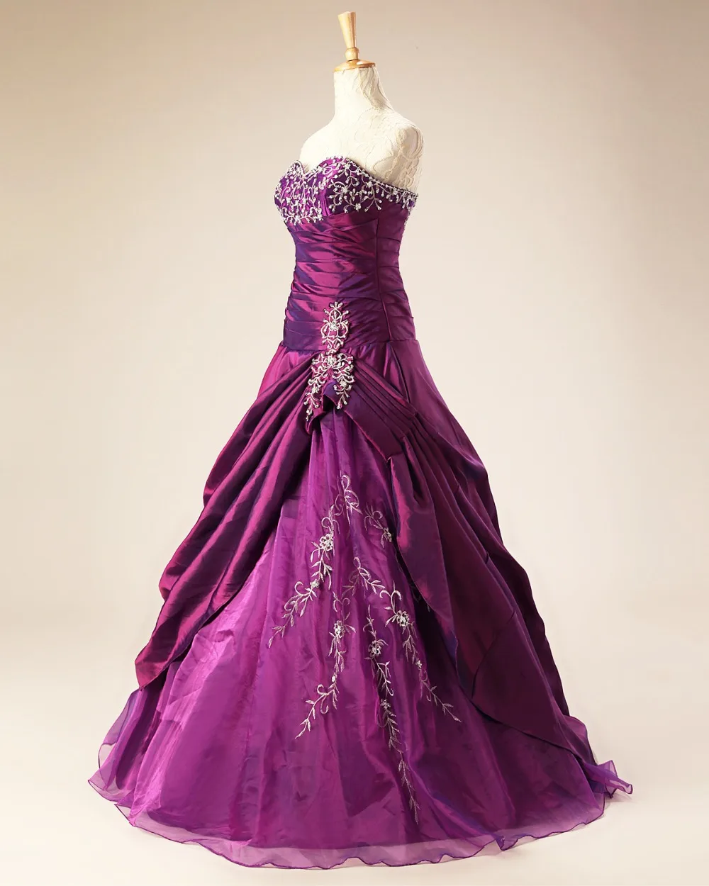 ANGELSBRIDEP Фиолетовый Пышное Платье с длинным тафта органза бальное платье Вечерние сладкий 16 платье дебютантки платья vestidos de 15 anos