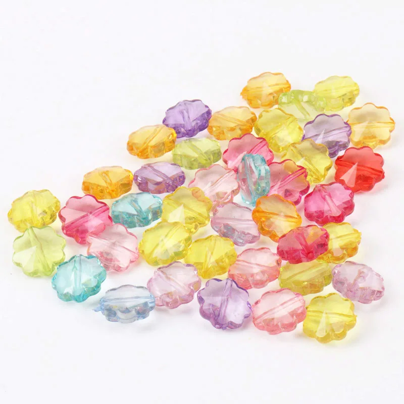 

Mixed Color Flower Crystal Bead Faceted Acrylic Spacer Pendant Fit Decoration Handmade Jewelry Accessory DIY 16x16mm 100pcs
