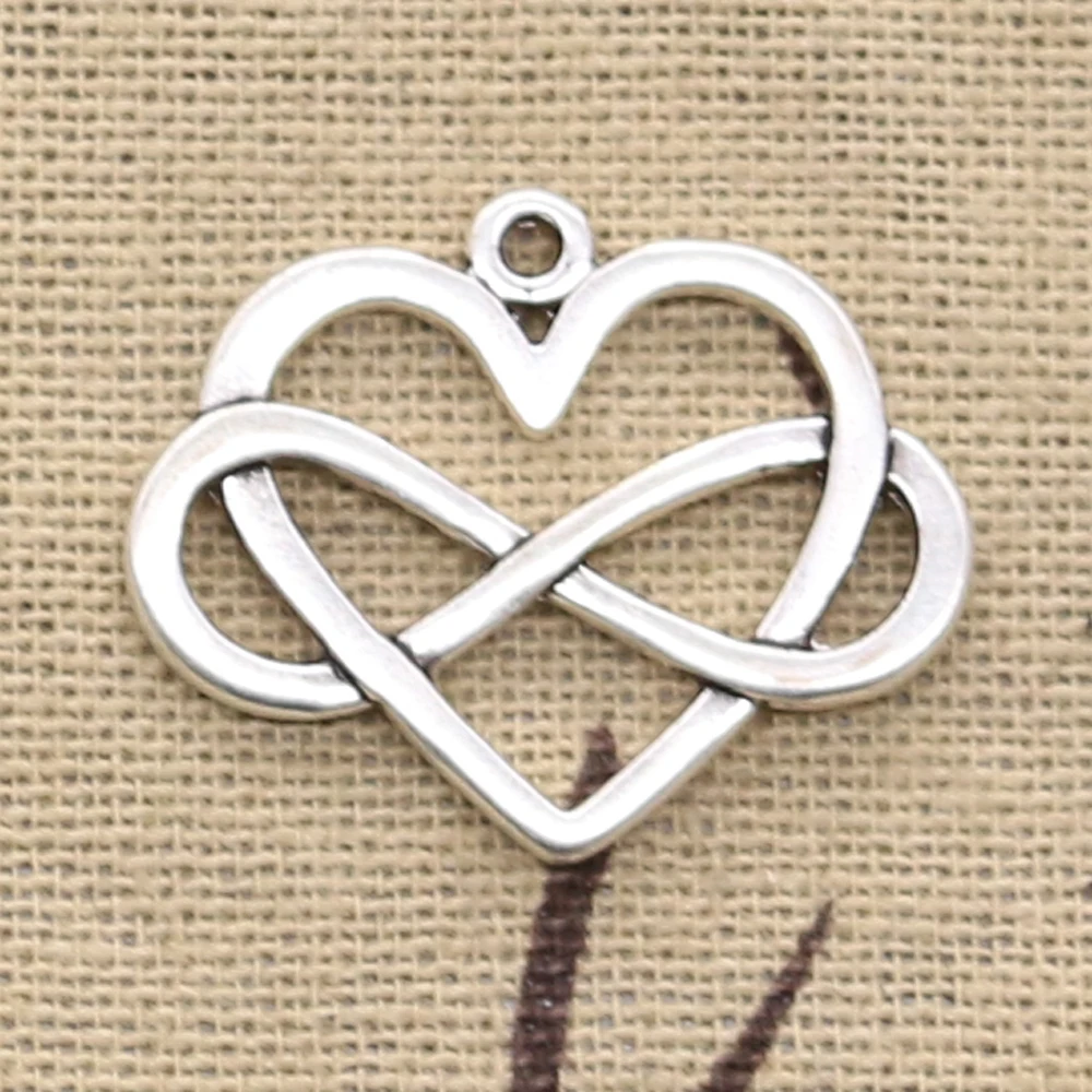 

10pcs Charms heart infinity love forever 22x27mm Antique Silver Pendants DIY Necklace Crafts Making Findings Tibetan Jewelry