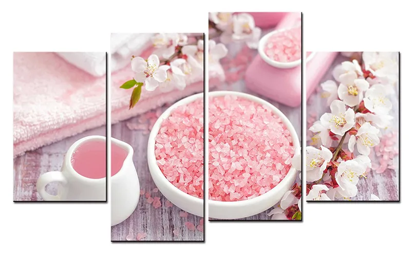 4 шт. настенная живопись чаша розовой соли для ванны и некоторые Sakuras Картина на