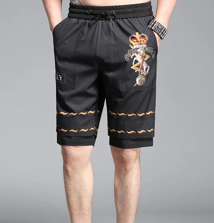 Горячая Распродажа шорт лета Для мужчин повседневная приталенная однотонная пляжная черные шорты S632