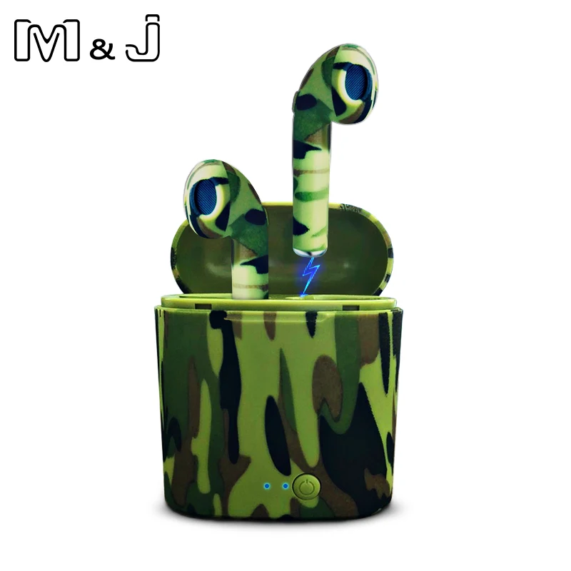 

M&J I7S TWS camo Earbuds Ture Wireless Bluetooth Double Earphones Twins Earpieces Stereo Music Headset For All Bluetooth Mobile