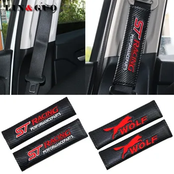

2pcs/set case for Ford ST RACING WOLF focus 2 focus 3 Fiesta EcoSport ESCORT Carbon fiber Seat Belt Cover Pad Car-styling