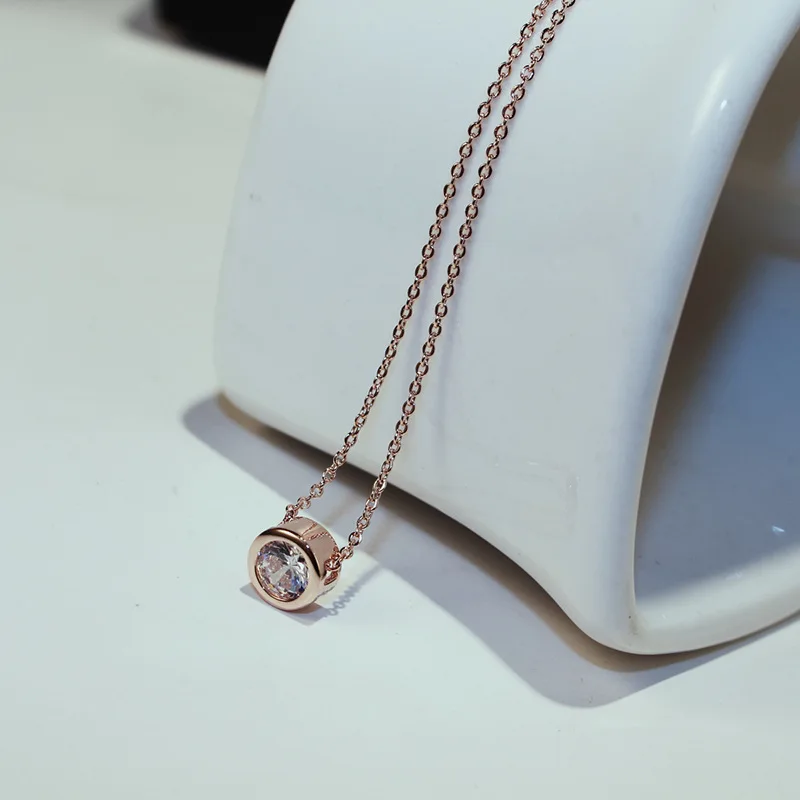 

CX-Shirling Korea Star Fashion Real Rose Gold Plated Zircon Pendant Necklace Quality Fine Pendant cc Necklace
