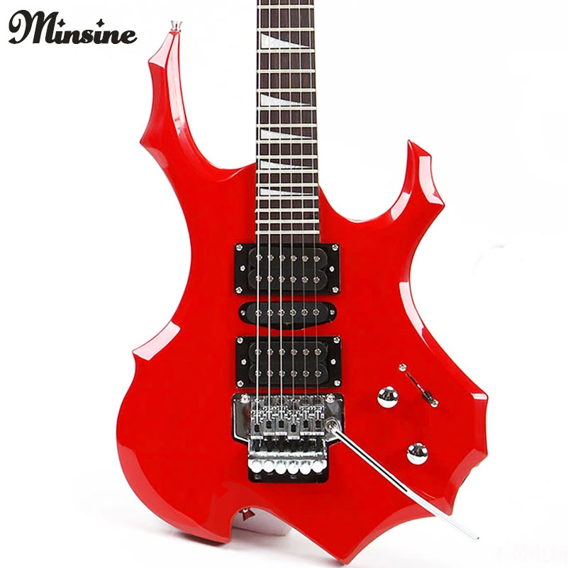 Minsine本白青赤黒炎エレキギターdoublerockingエレキギターバスウッドローズウッド