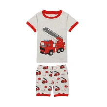 Pijama infantil para caminhão de incêndios, pijama estampado para crianças, meninos, verão, 2019