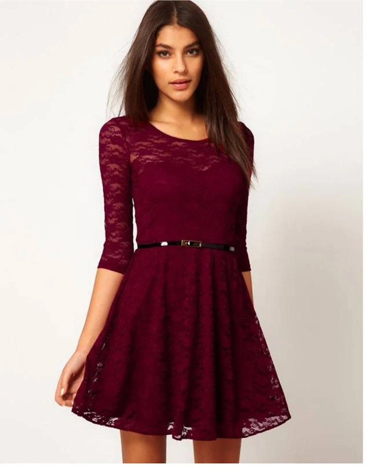 maroon one piece dress