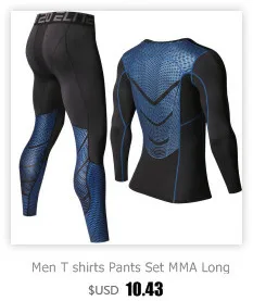 Men Compression MMA Rashguard Fitness Long Sleeves Shirts Base Layer Skin Tight Weight Lifting T Shirts Pants Set