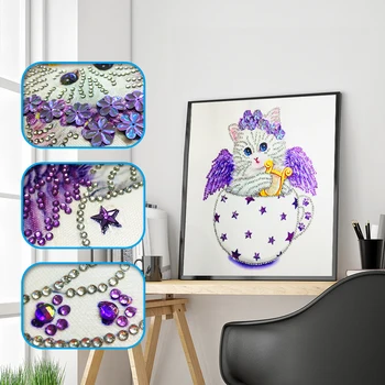 

Special Shaped Diamond Painting Lovely Cat DIY 5D Partial Drill Cross Stitch Diamond Embroidery Crystal Rhinestone Art Crafts
