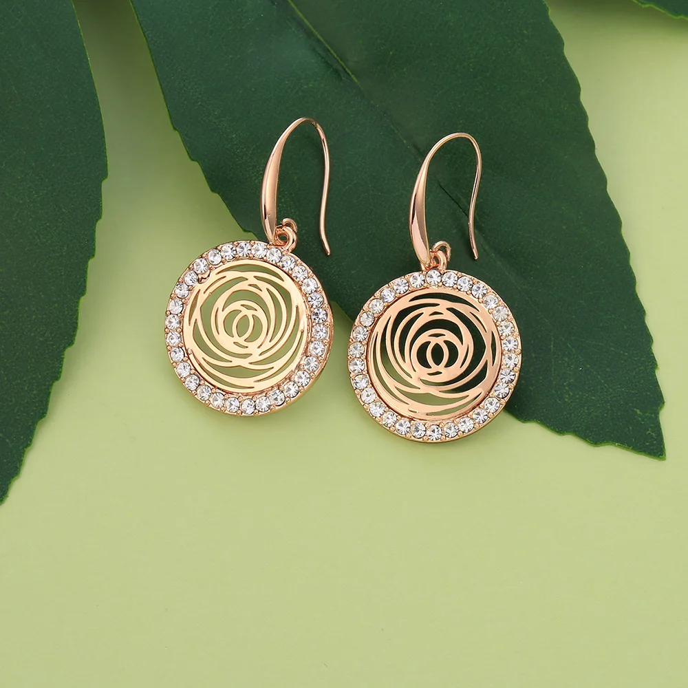 

Fanqieliu Environment-friendly Alloy Gold Earrings Women Fashion Hollow out Rhinestone Drop & Dangle Earrings For Women FQL1052