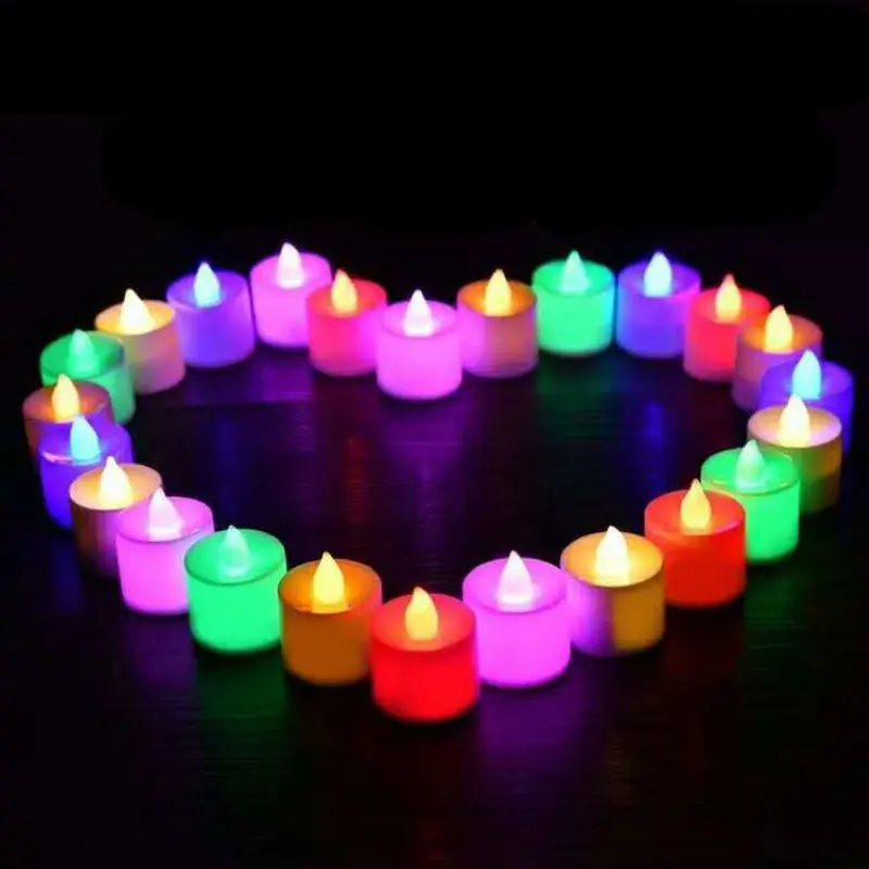 

1 Pcs Creative LED Multicolor Candle Tea Battery Powered Lamp Simulation Color Flameless Home Wedding Birthday Party Decoration